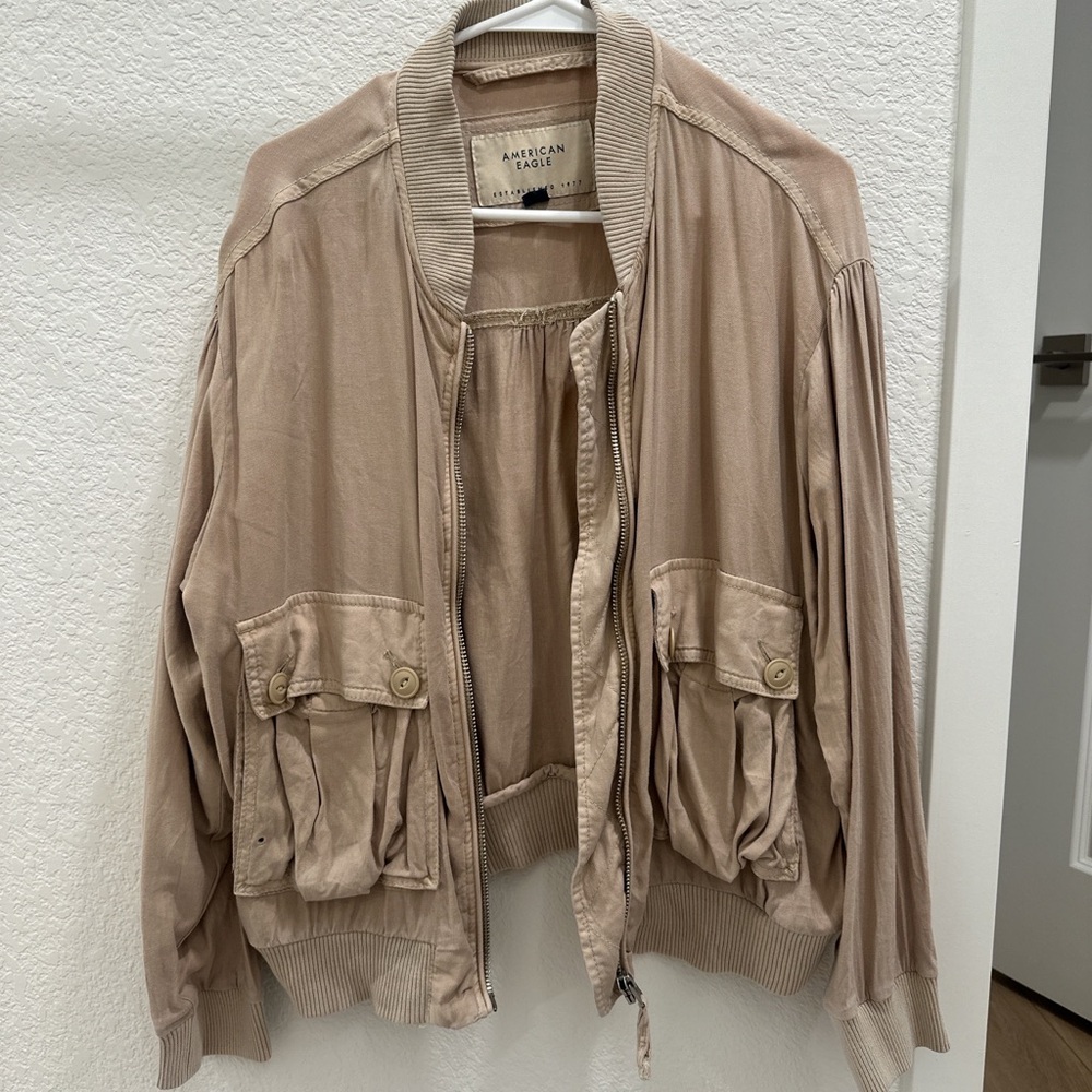 American Eagle Outfitters Women's Tan Bomber Jacket